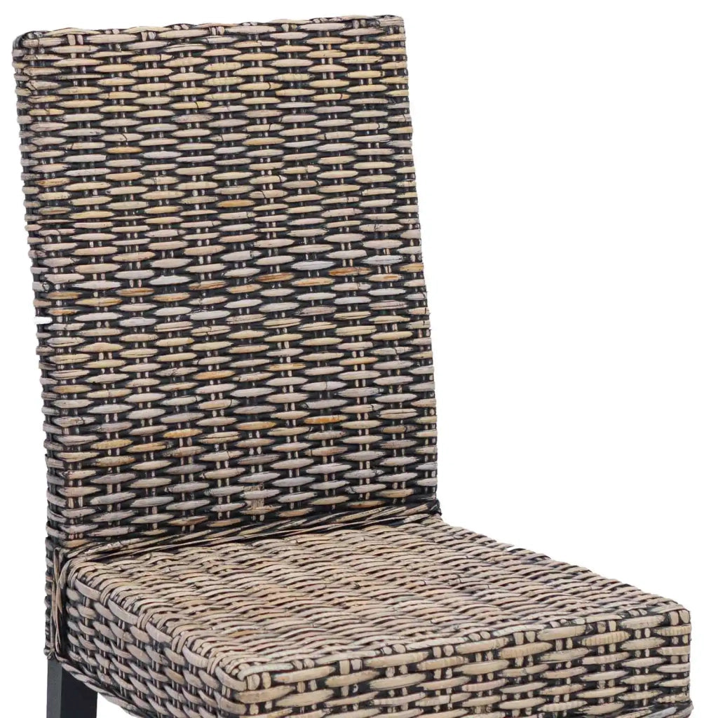 Sedia da pranzo 2 pcs Rattan Kubu e Legno Massello di Mogano