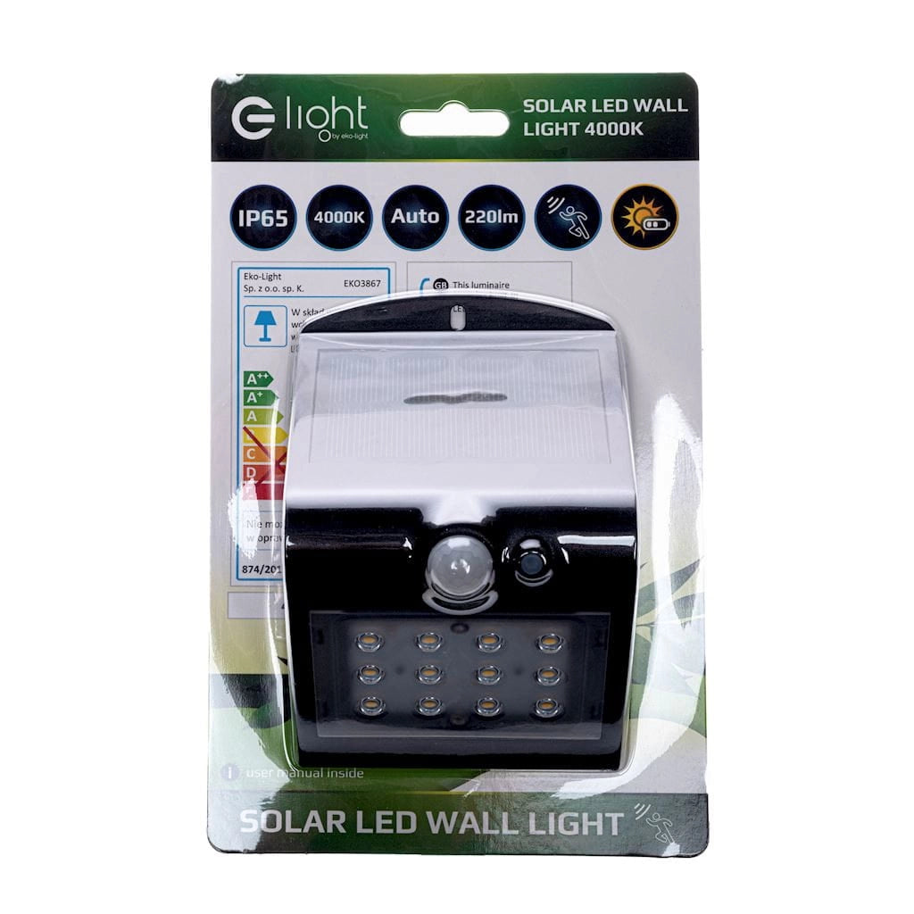 Faretto solare LED 1,5W 4000K sensore IP65 EKO3867