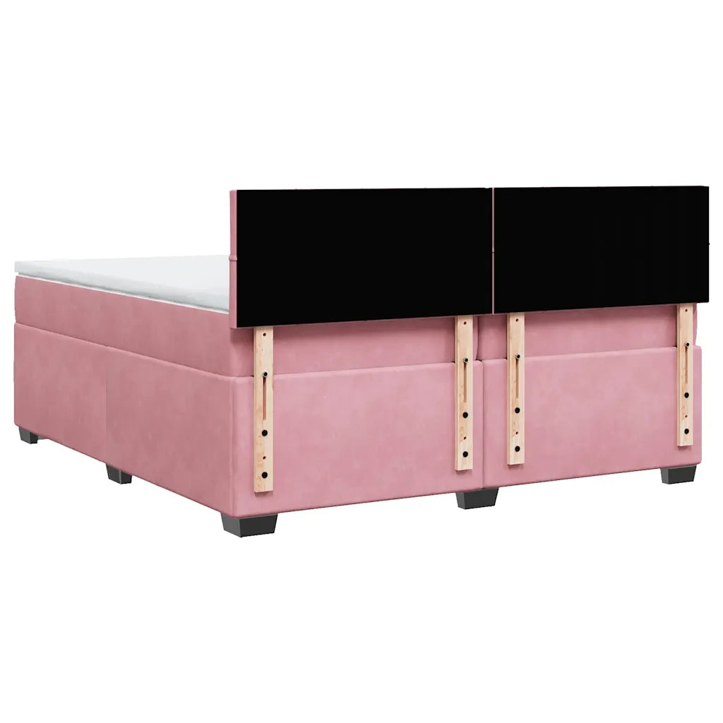 vidaXL Giroletto a Molle con Materasso Rosa 200x200 cm in Velluto