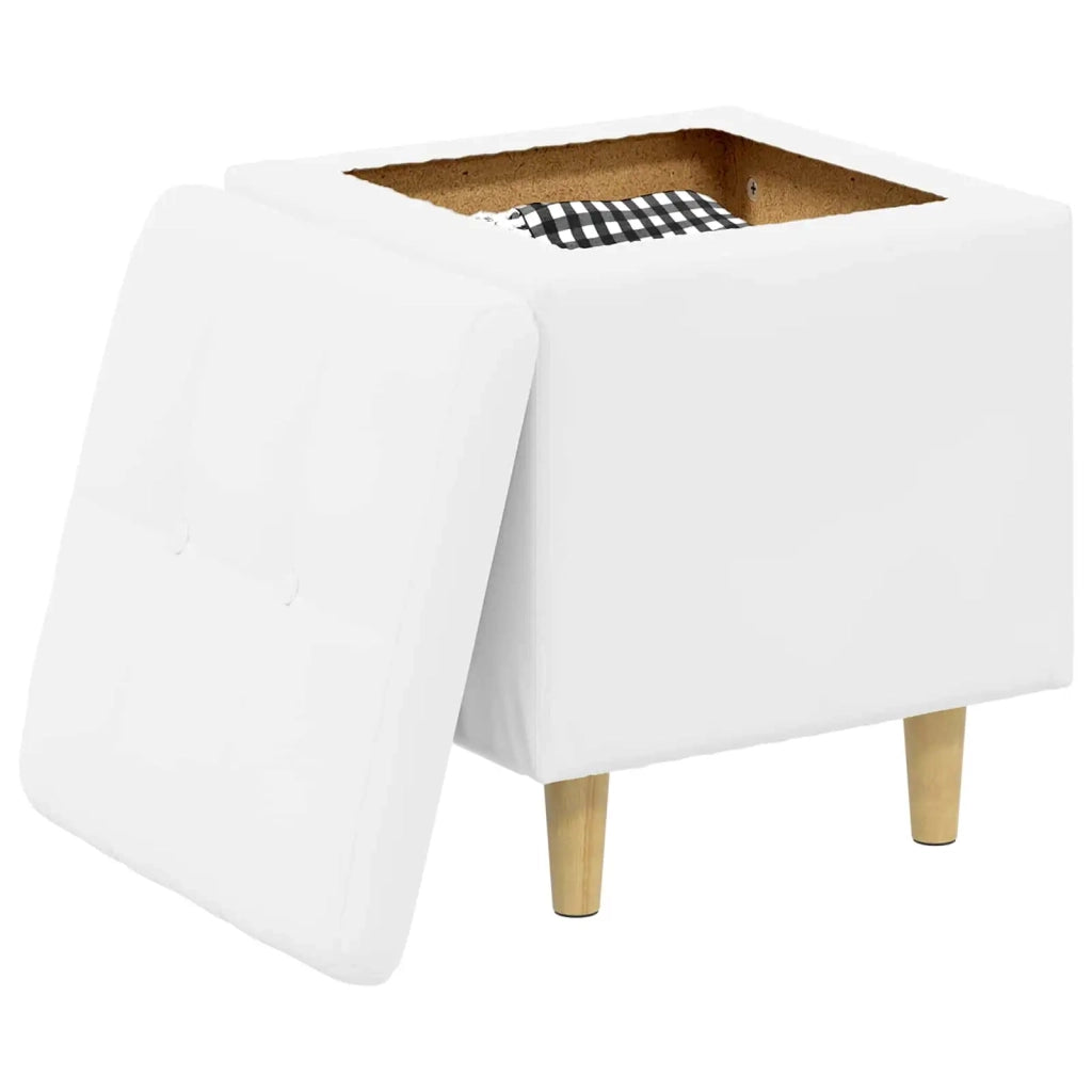 Pouf contenitore Bianco 40 x 40 x 45 cm Pelle sintetica