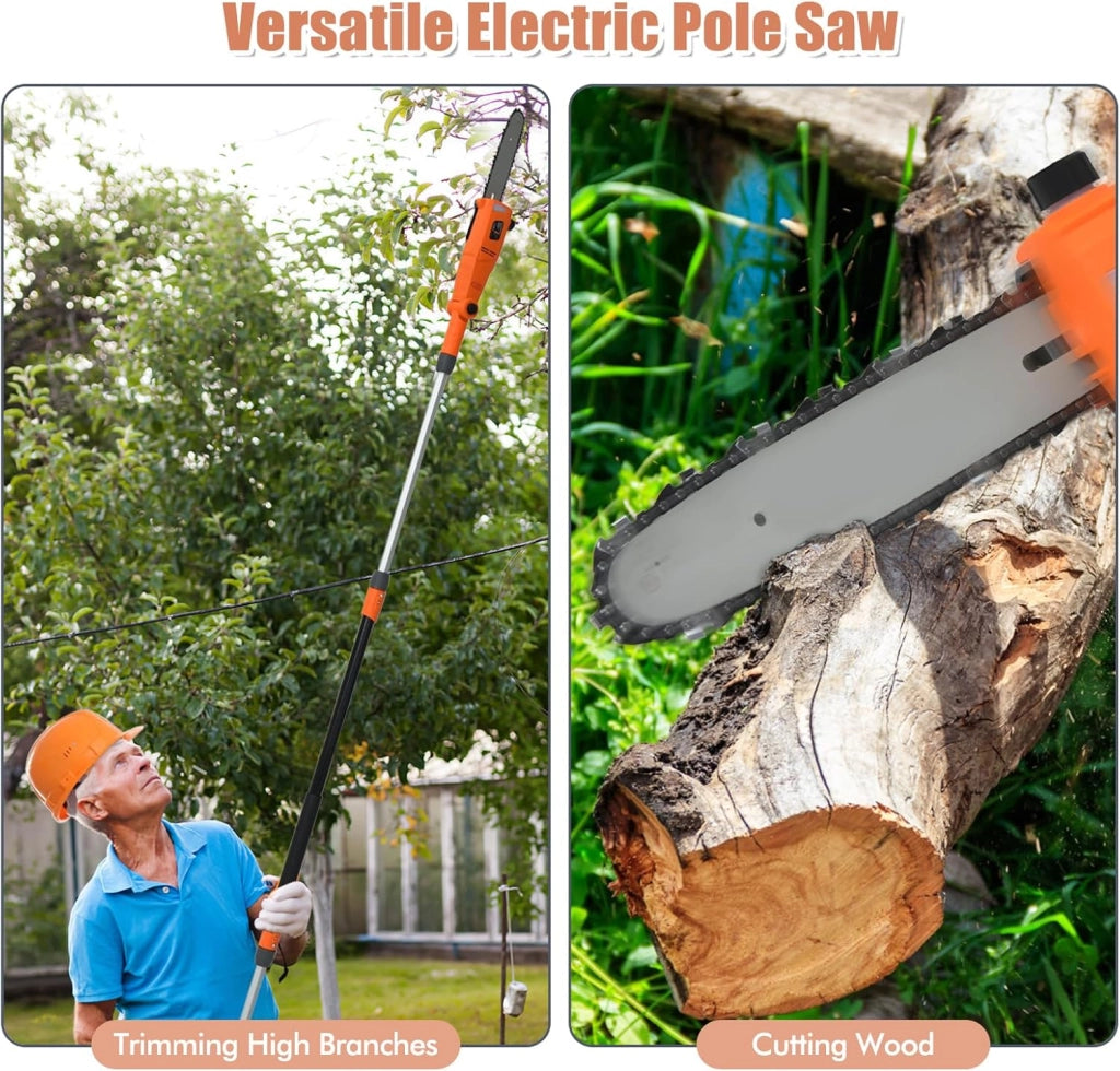 Potatore Telescopico Elettrica 750W, Sega Potatrice, Lama 20 cm di Lungezza e 60° di Inclinazione, Lunghezza Regolabile 212-286 cm, Velocità di Taglio 11 m/s