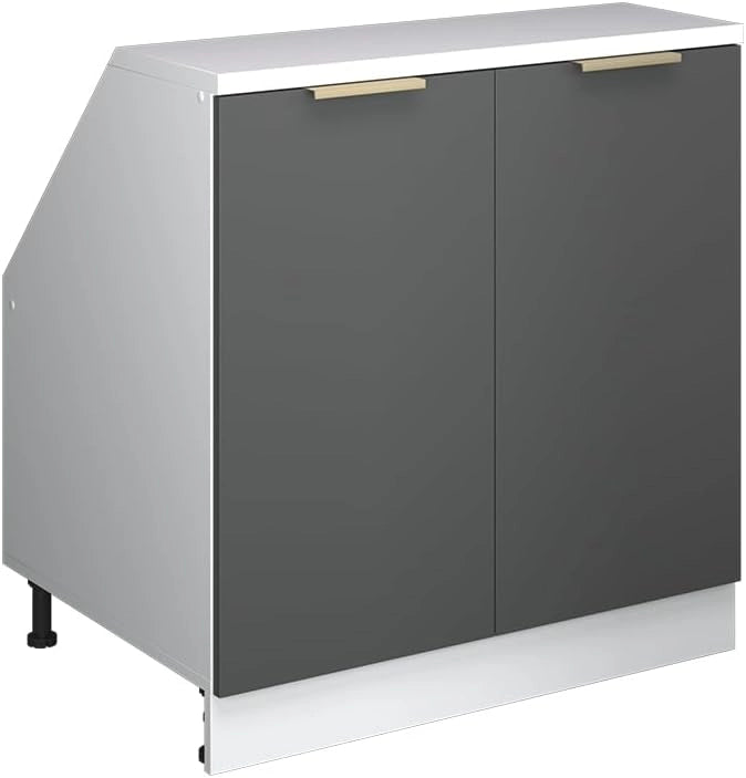 Mobile sottotetto Rion, Antracite-oro, 80 x 81.6 cm con 2 porte, carcassa 60 cm profondità, adatto per il salvaspazio sotto tetti spioventi