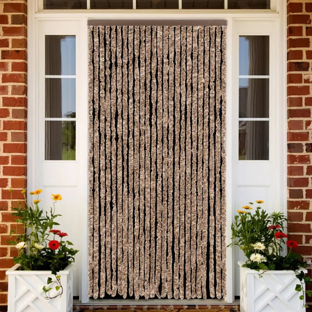 Tenda Antimosche Beige e Marrone Scuro 100x230 cm in Ciniglia CFW1271663