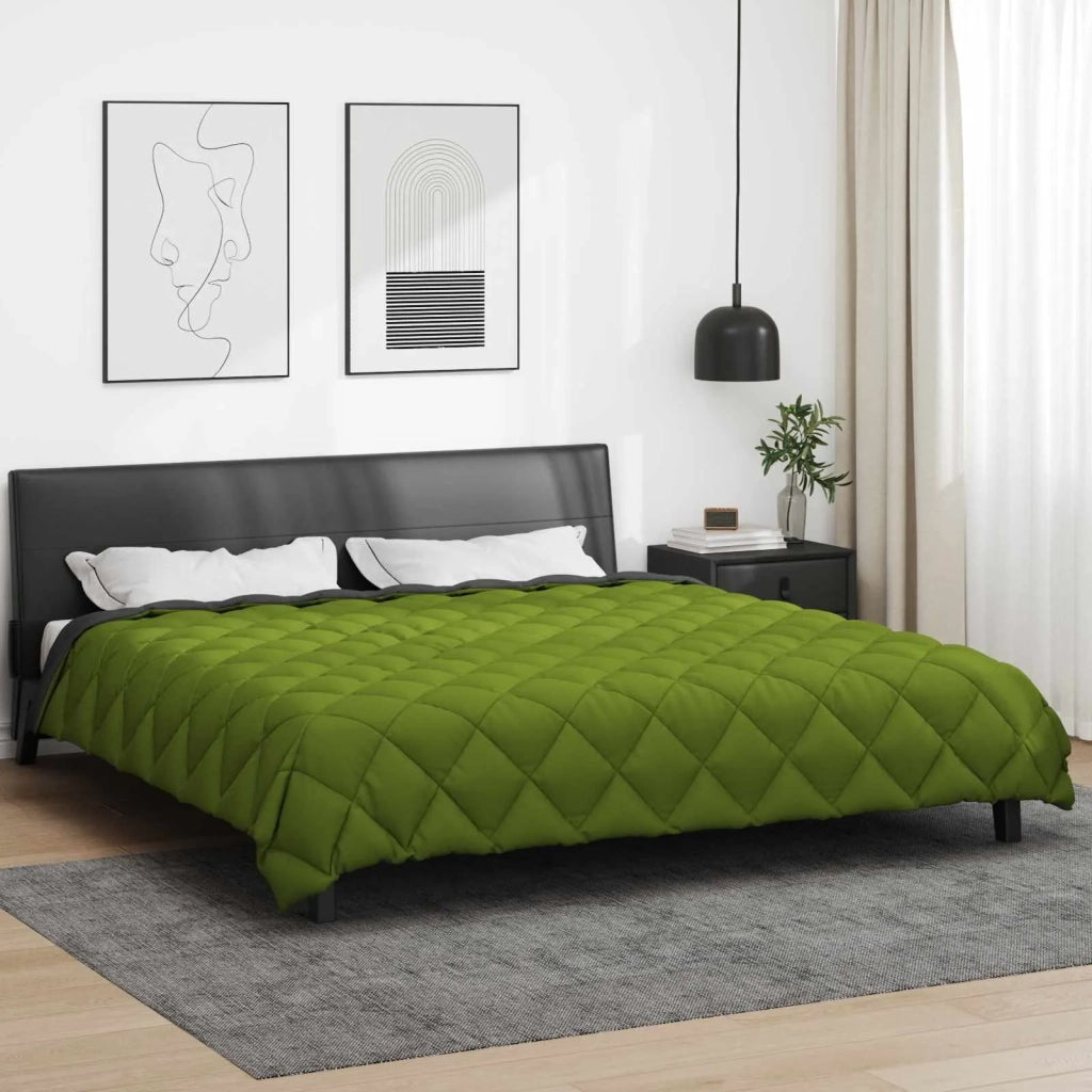 Piumone | Duvet Invernale Verde e Antracite 220 x 260 cm Microfibra