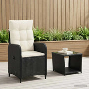 Set Lounge da Giardino 2 pz Nero e Bianco Crema 3422354