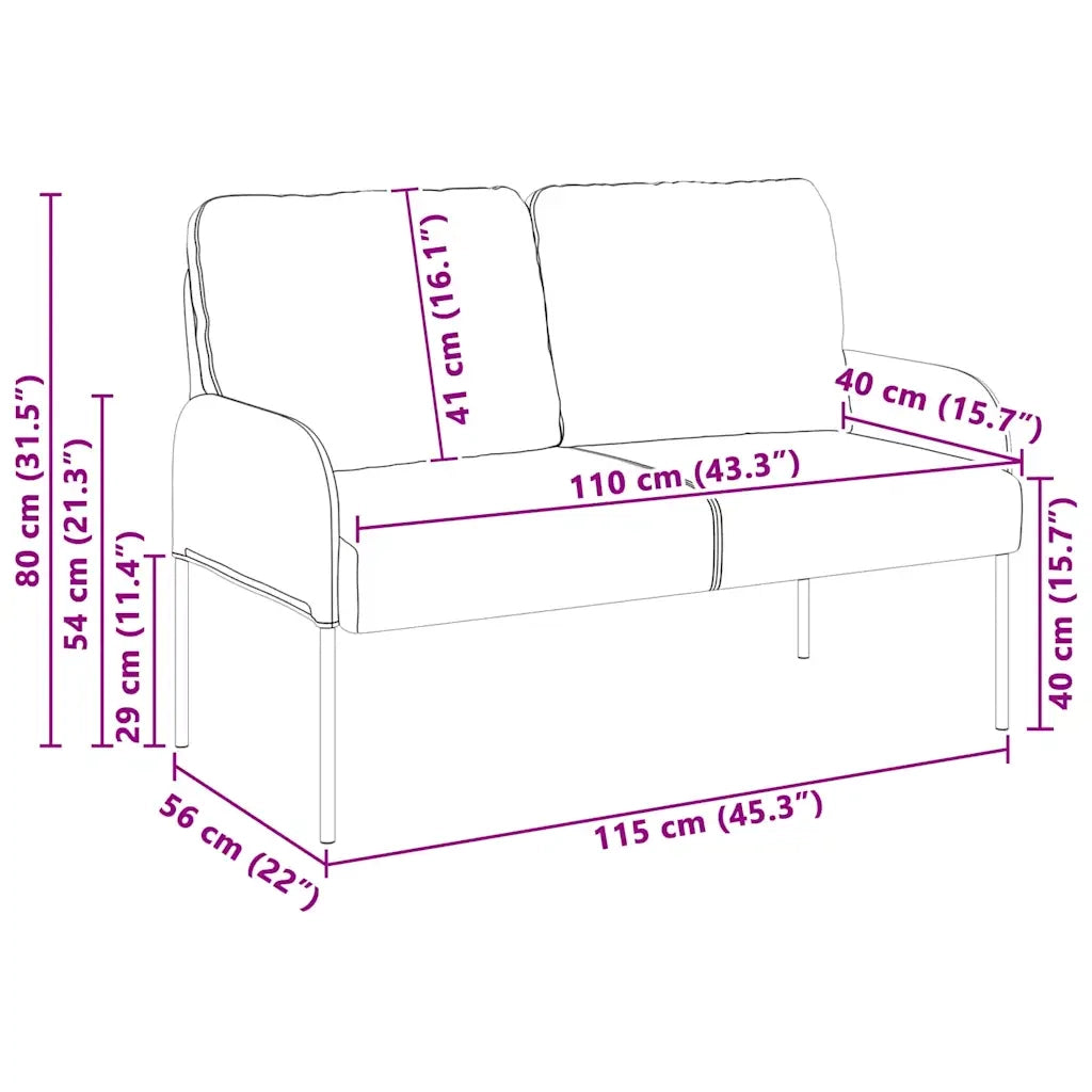 Divano | Divano da soggiorno | Sofa con cuscino 110cm Rosso Vino Legno compensato