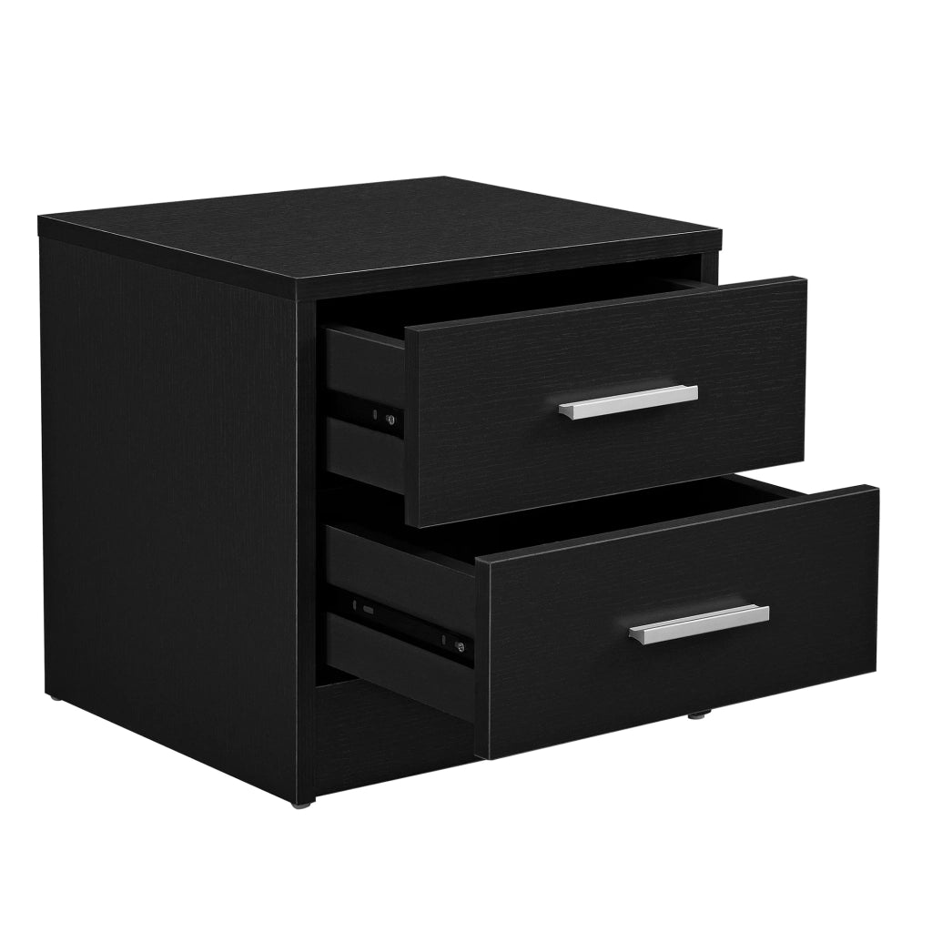 Comodino/comodino con 2 cassetti elegante truciolare rivestito in melaminico nero 38 x 34 x 37 cm 03_0004192