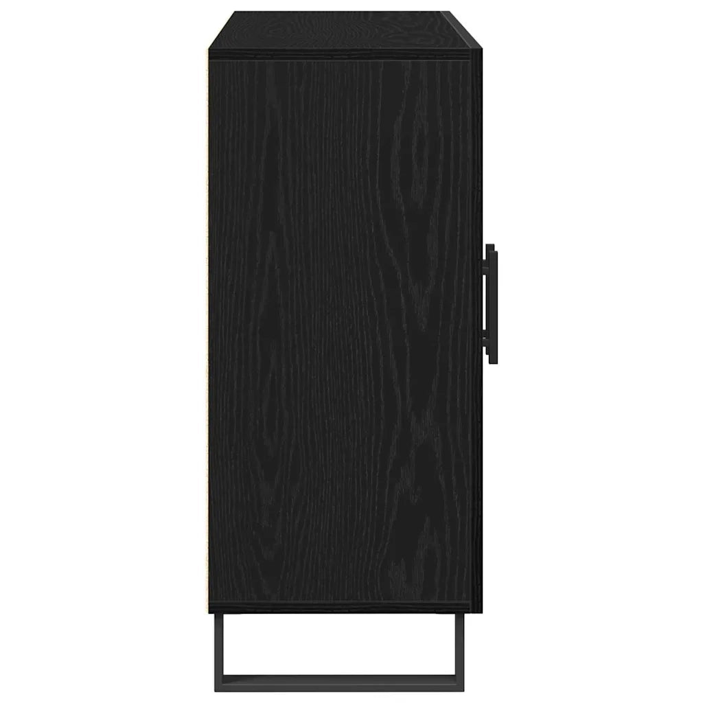 Credenza Rovere Nero 90 x 34 x 80 cm Legno multistrato 862955