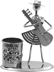 Pen holder con design di chitarra per bicicletta - Cassetto per matite in metallo con look retro per scrivania - Organizzatore per accessori domestici e uffici - Regalo per appassionati di musica e bicicletta