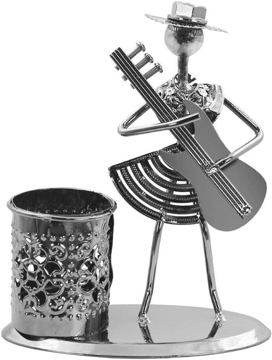 Pen holder con design di chitarra per bicicletta - Cassetto per matite in metallo con look retro per scrivania - Organizzatore per accessori domestici e uffici - Regalo per appassionati di musica e bicicletta