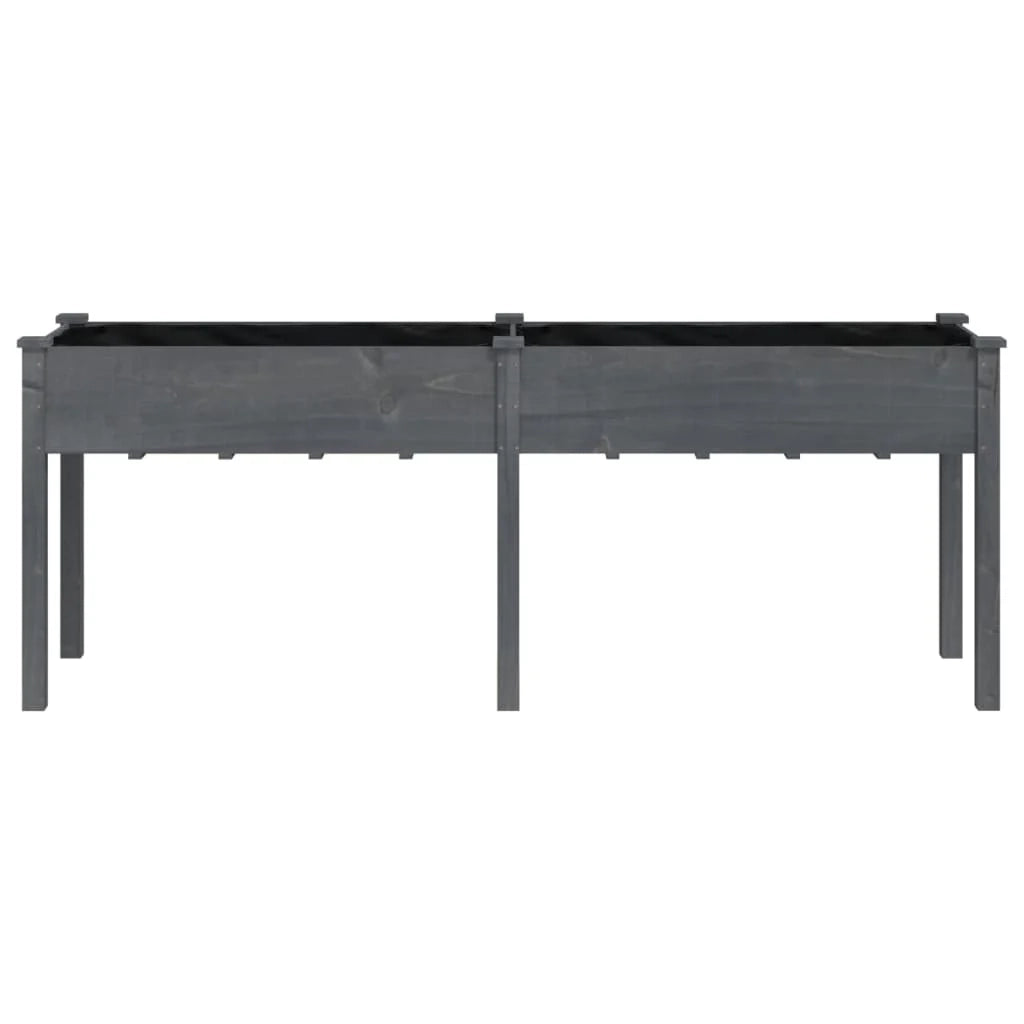 Fioriera rialzata per piante fiori terrazza giardino con rivestimento 203 x 53 x 76 cm legno massello di abete grigio 02_0038128