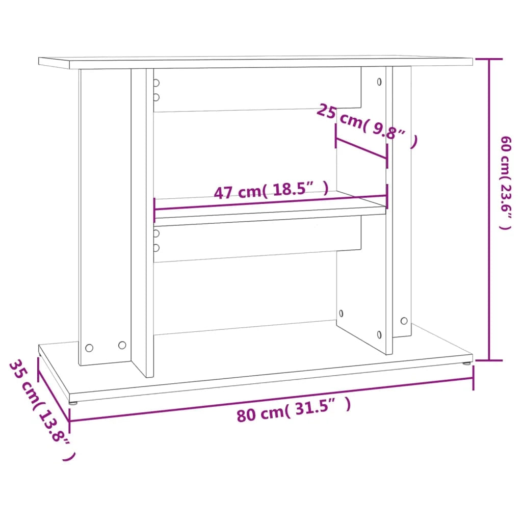Base per mobiletto per acquario 80 x 35 x 60 cm legno ingegnerizzato grigio 02_0045069