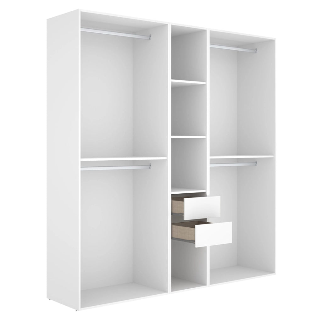Armadio Camera da Letto Rector, Guardaroba Grande 5 Ripiani, 45x205h cm Bianco