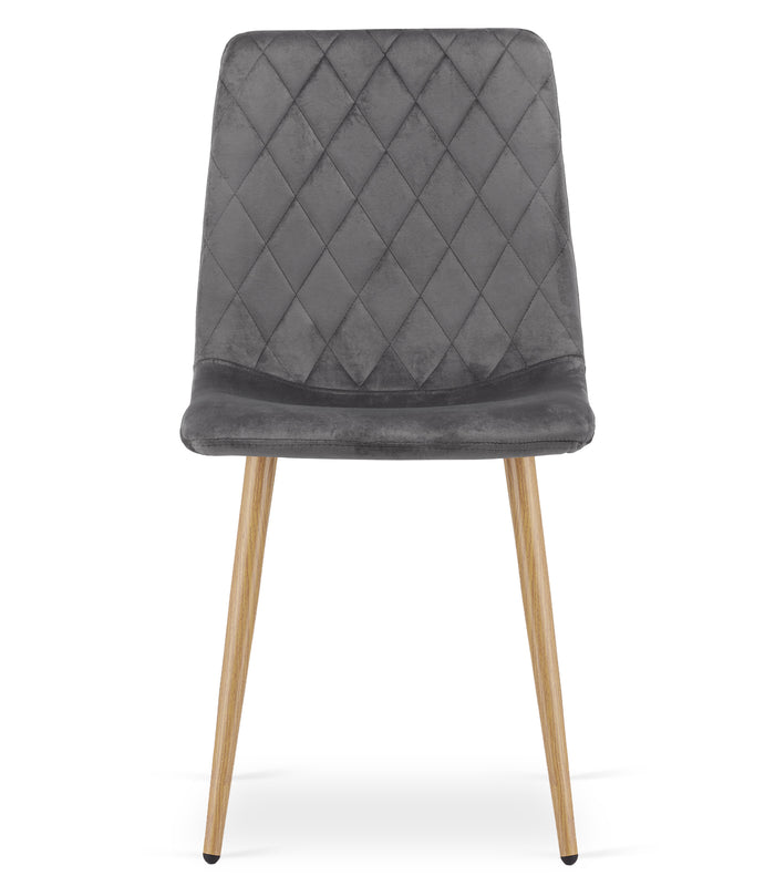 Sedia VALORA TURIN - Elegante sedia da pranzo imbottita in velluto grigio scuro CODICE 4029