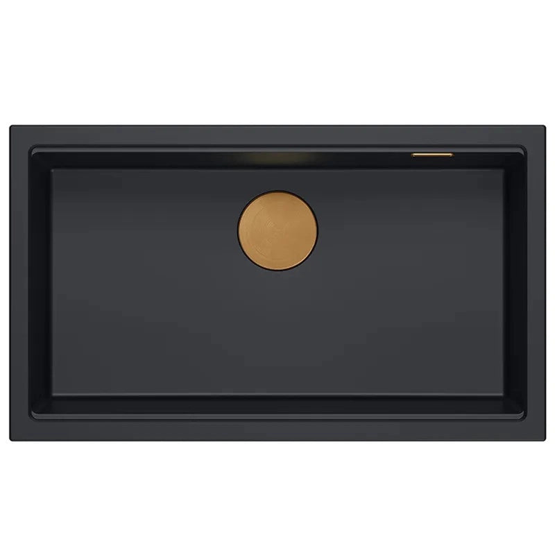 Lavello In Granito Logan 110 Black Tappo oro