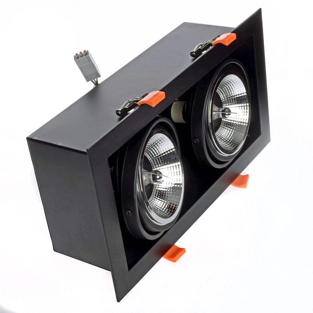 Faretto incasso soffitto Plaza nero 2xAR111 GU10 Milagro