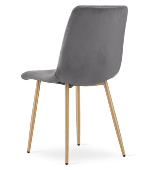 Sedia VALORA TURIN - Elegante sedia da pranzo imbottita in velluto grigio scuro CODICE 4029