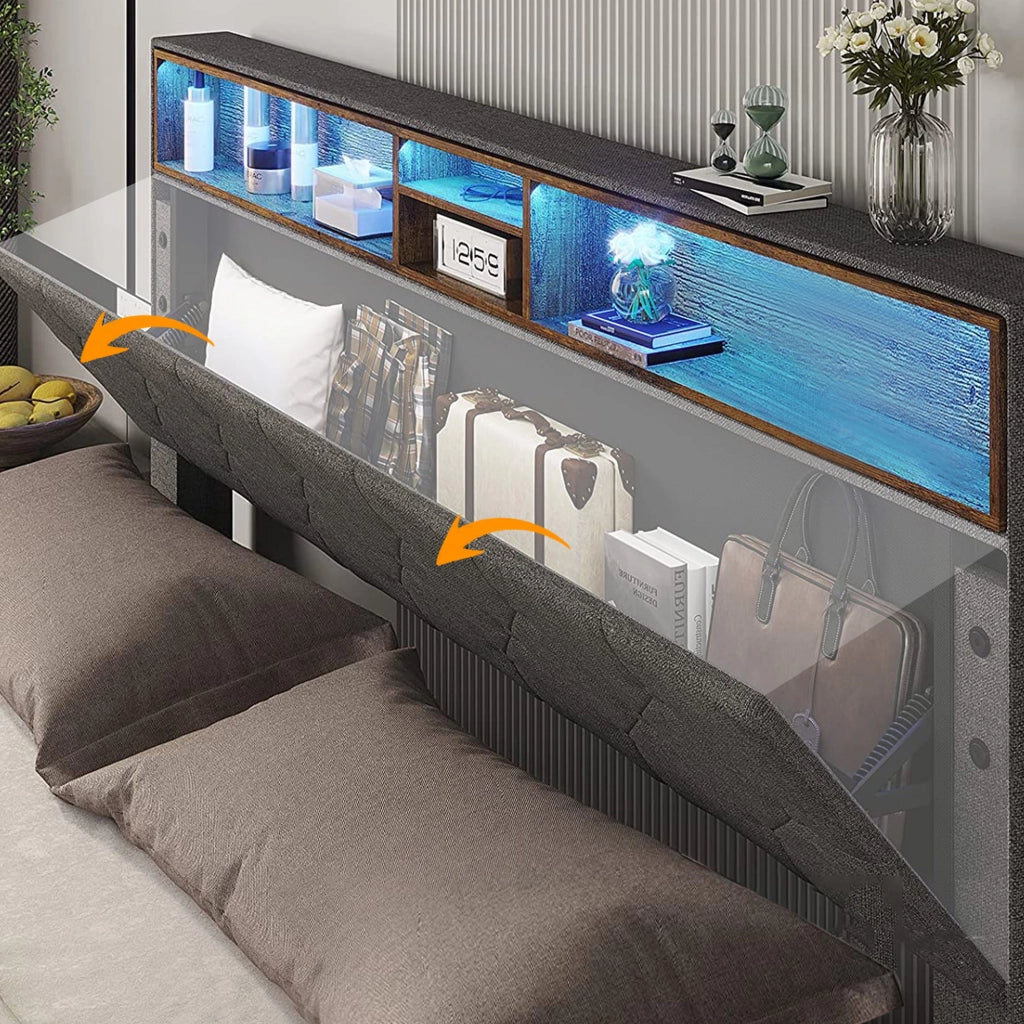 letto imbottito legno grigio 140 x 200 cm