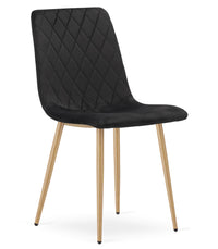 Sedia VALORA TURIN - Elegante sedia da pranzo imbottita in velluto nero