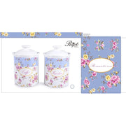 Set Bis Barattoli da Cucina Zucchero e Caffè in Ceramica Romantic Rose