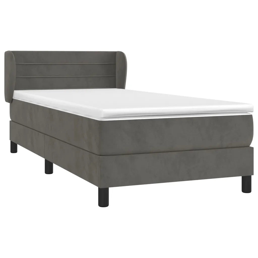 Giroletto a Molle con Materasso Grigio Scuro 100x200 cm Velluto 3127536