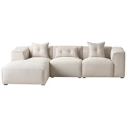 Divano Angolare color Beige chiaro 3 Posti Cuscini Extra stile moderno soggiorno