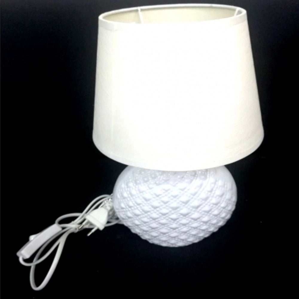 Trade Shop - Lampada Lume 32 Cm Bianco Con Paralume Da Tavolo Scrivania Comodino Casa Ufficio -