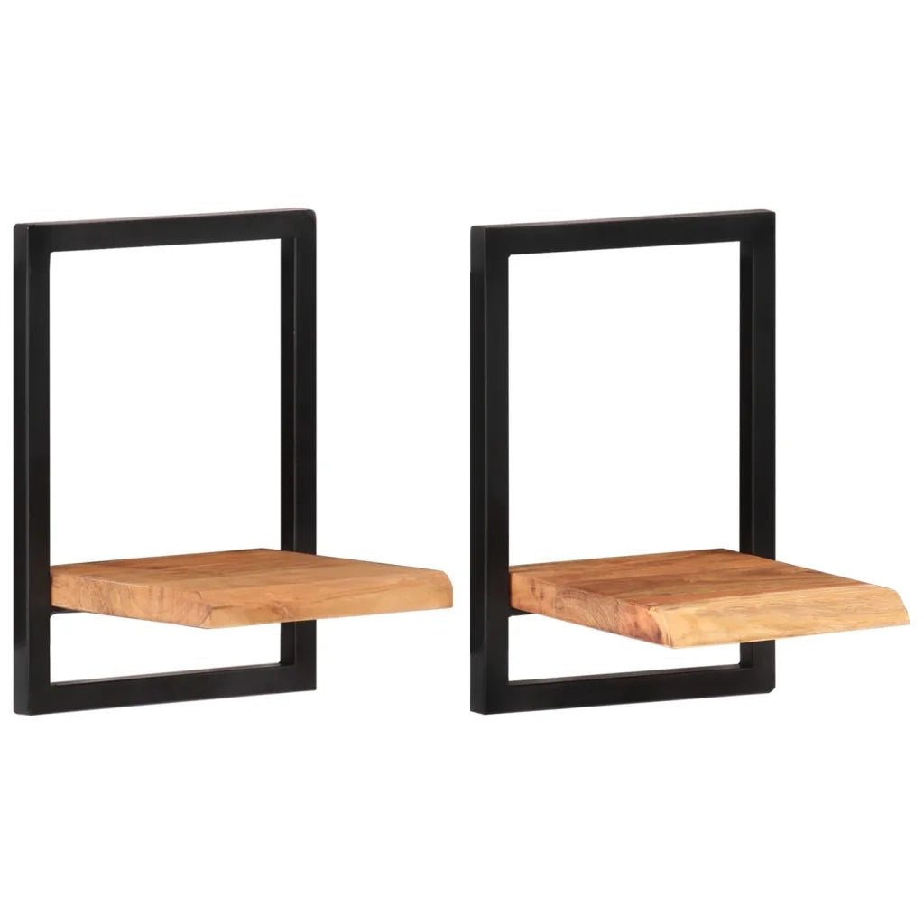 Mensole Parete 2 pz 25x25x35 cm Legno Massello Acacia e Acciaio  cod mxl 53833