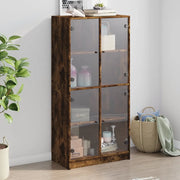 Credenza con Ante Rovere Fumo 68x37x142 cm Legno Multistrato 136495