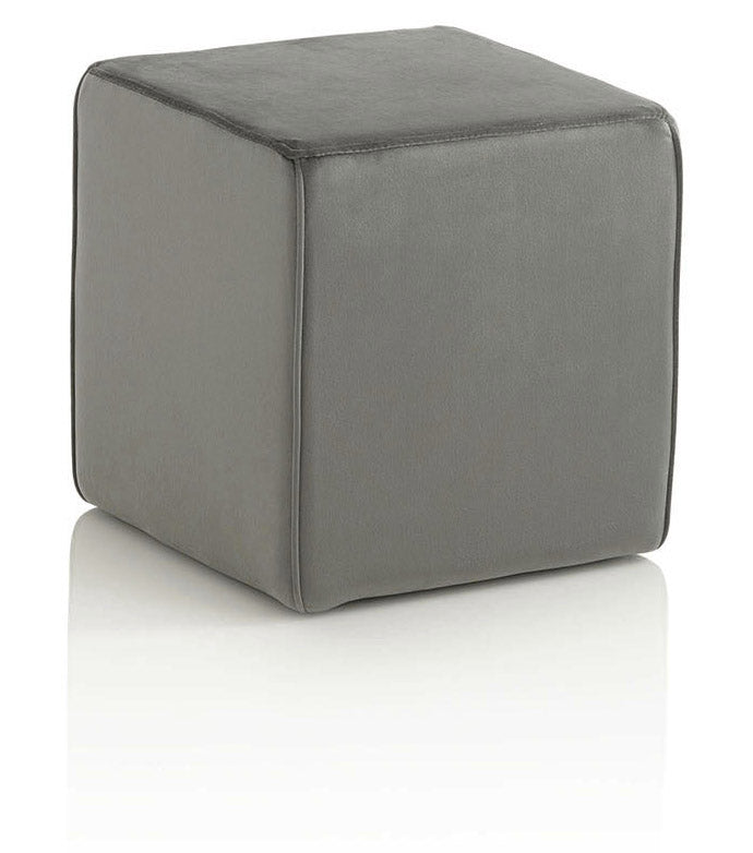 Pouf Imbottita 38x38x38 cm in Velluto Grigio
