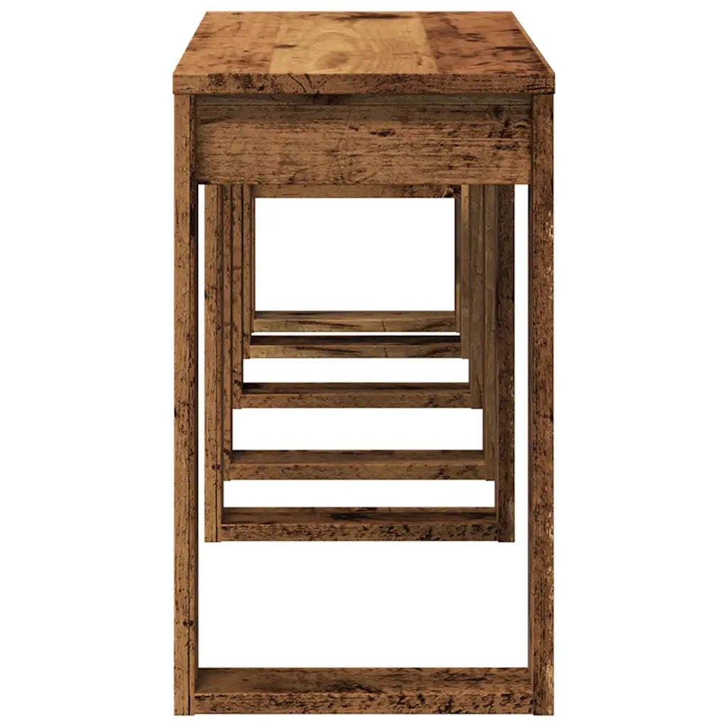 Nido di Tavoli 3 pz Legno Antico in Legno Multistrato 856678