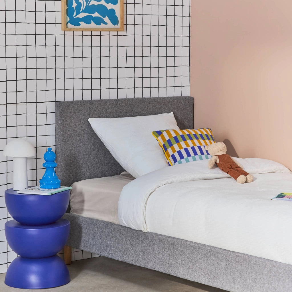 Struttura letto con rete a doghe e testiera 90x190cm, tessuto
