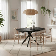 Tavolo da pranzo allungabile in ceramica effetto marmo portoro Drift 80-120x120 cm fino a 6 posti | Duzzle