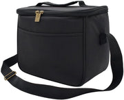 Tas Geïsoleerde con Isolamento Termico per Picnic Grande con Disegno di Fiori e Cinturino Regolabile con Capacità di 7,5L in Nero (B)