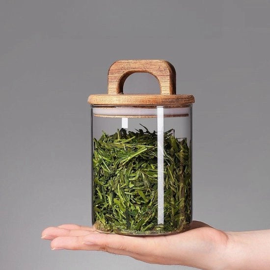 Vaso a forma di fiori in vetro, teiera a tenuta di aria, contenitore per zucchero alimentare con grande capacità, contenitore a strisce per conservazione, vaso a forma rotonda in vetro (800 ml)