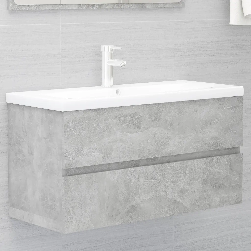Mobile Lavabo Grigio Cemento 90x38,5x45 cm in Legno Multistrato 804759
