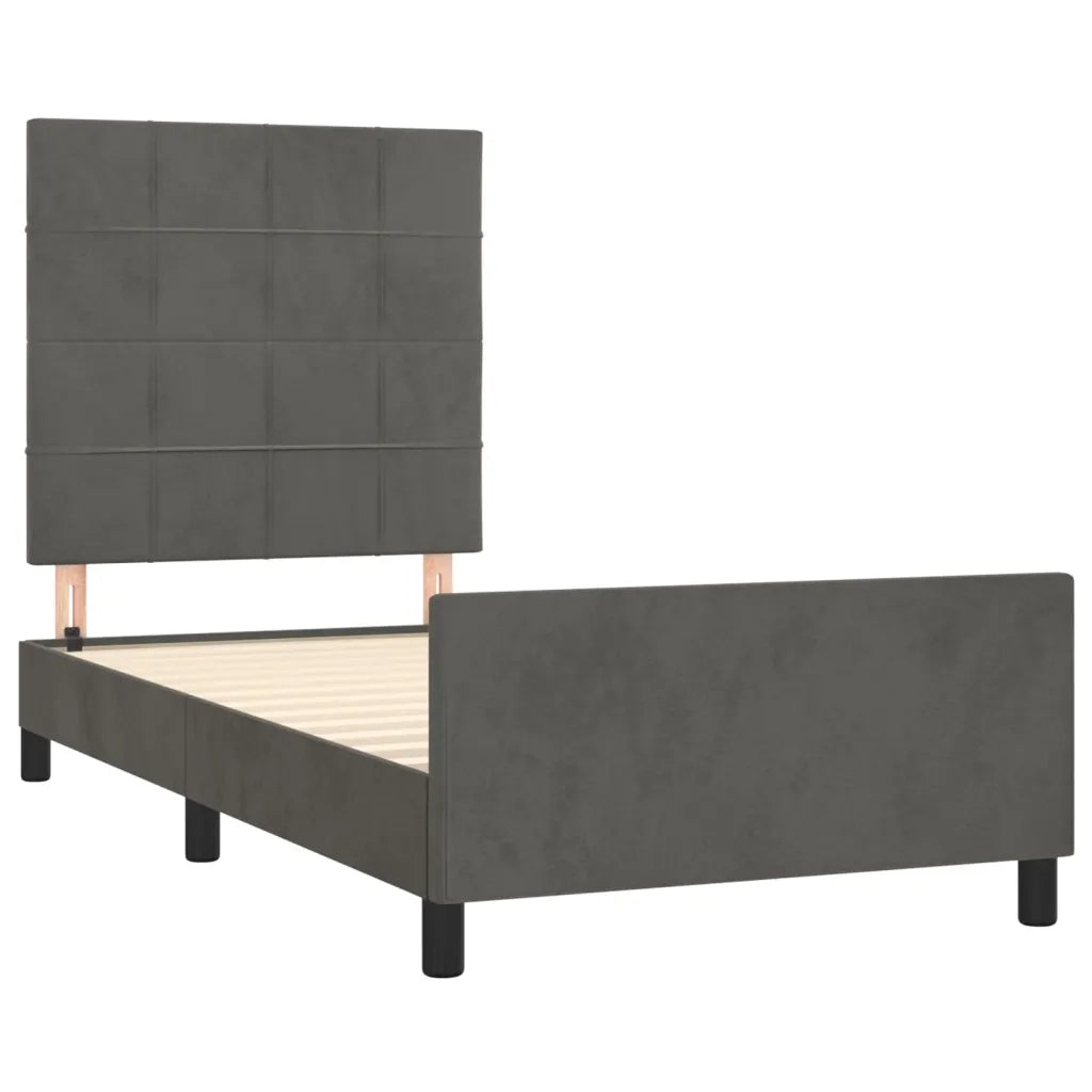 Giroletto con Testiera Grigio Scuro 80x200 cm in Velluto cod mxl 46409