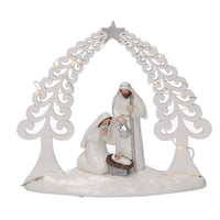 Natività resina bianco con led cm 20x5,5xh17