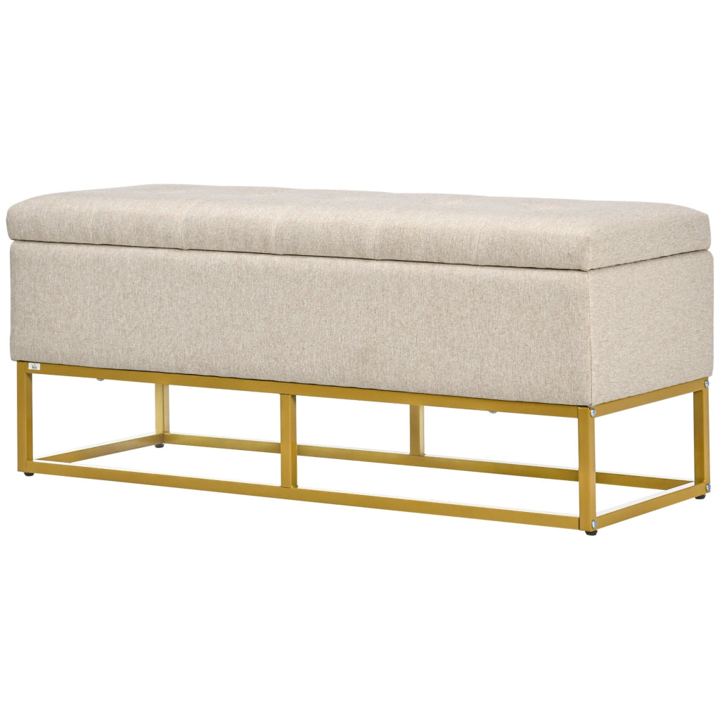 Sgabello con Cassetto ¨C Zephmum ¨C Beige Lino 110x44x48 cm