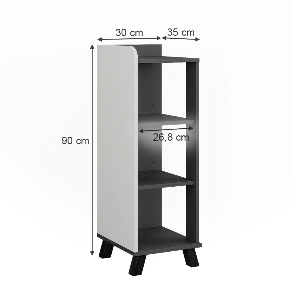 Vicco mobiletto bagno Antracite/bianco 30 x 90 cm con 4 ripiani