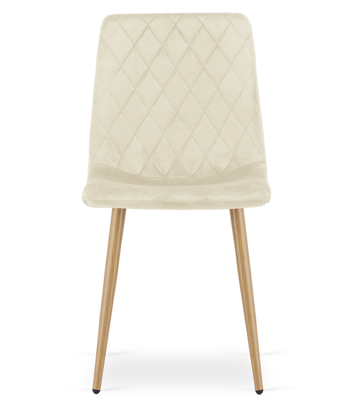 VALORA TURIN Sedia imbottita in velluto - Beige chiaro x 1