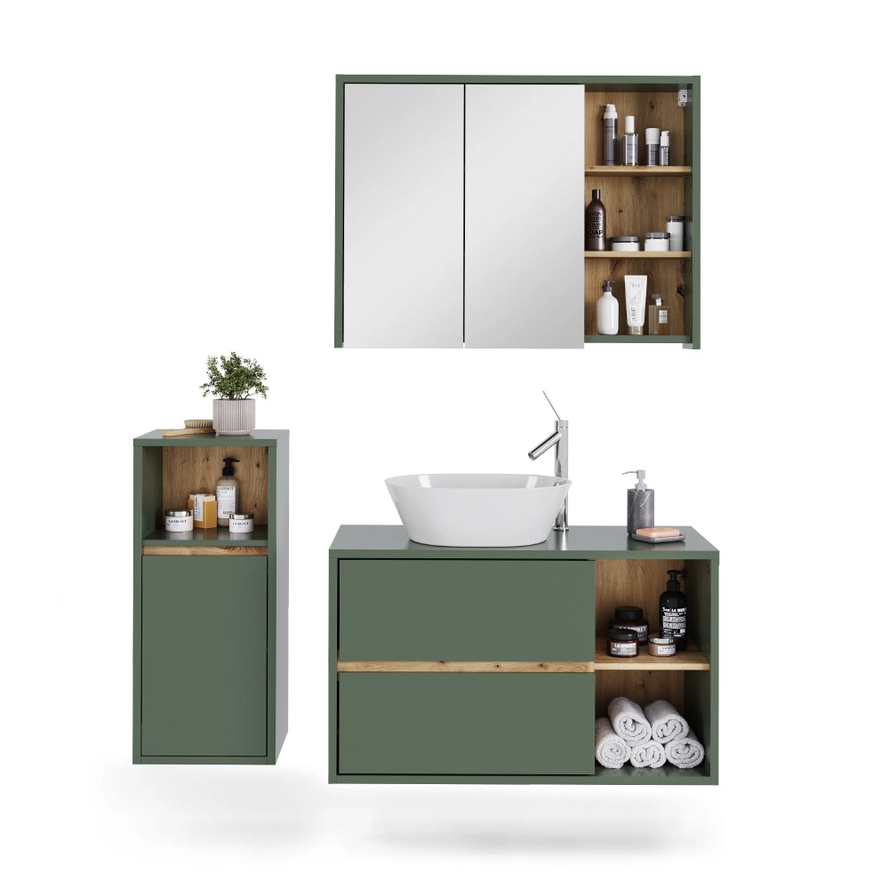 Vicco Set di mobili da bagno Verde/Artigianale 3 parti