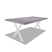 Tavolo da pranzo in legno e metallo con piedi a X bianchi - 160x90 cm