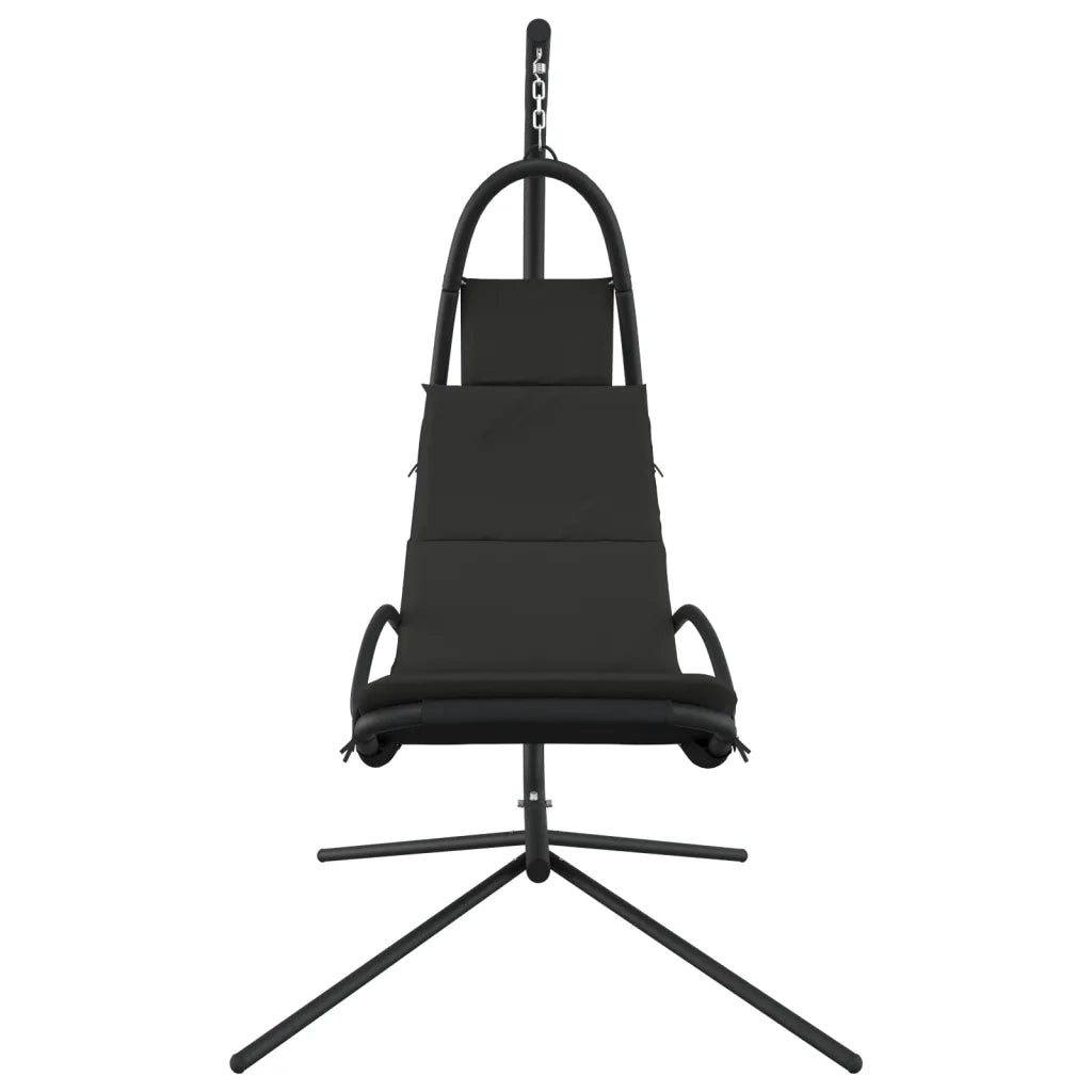 Sedia a Dondolo Giardino Cuscino Grigio Scuro Tessuto e Acciaio CFW3734150