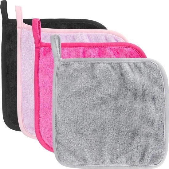 Microfiber Asciugamani per Rimozione del Trucco 20x20cm (4 pezzi) per Viso, Asciugamani per la Pelle Super Zuccherini senza Prodotti Chimici per Tutti i Tipi di Pelle
