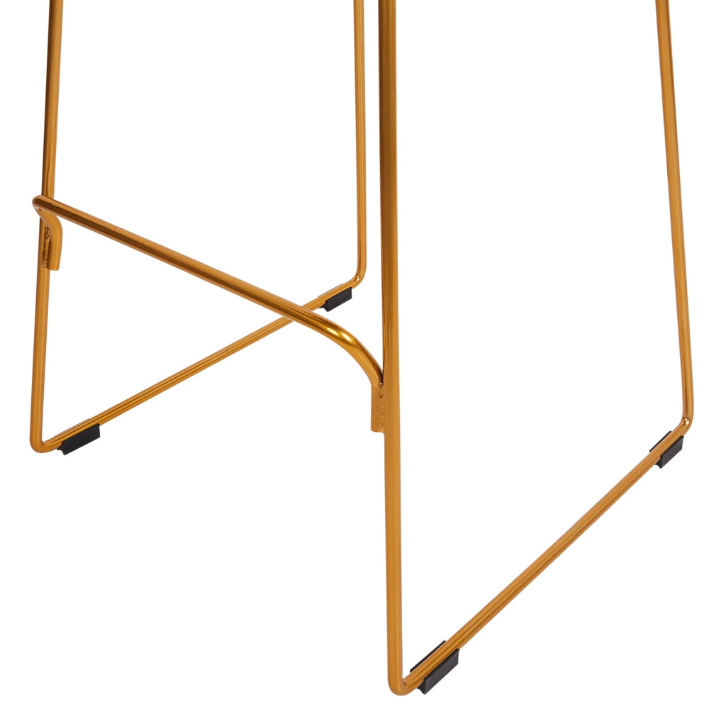 Set di 2 sedie da bar in metallo oro con schienale in filo di ferro e cuscini in ecopelle stile elegante glamour