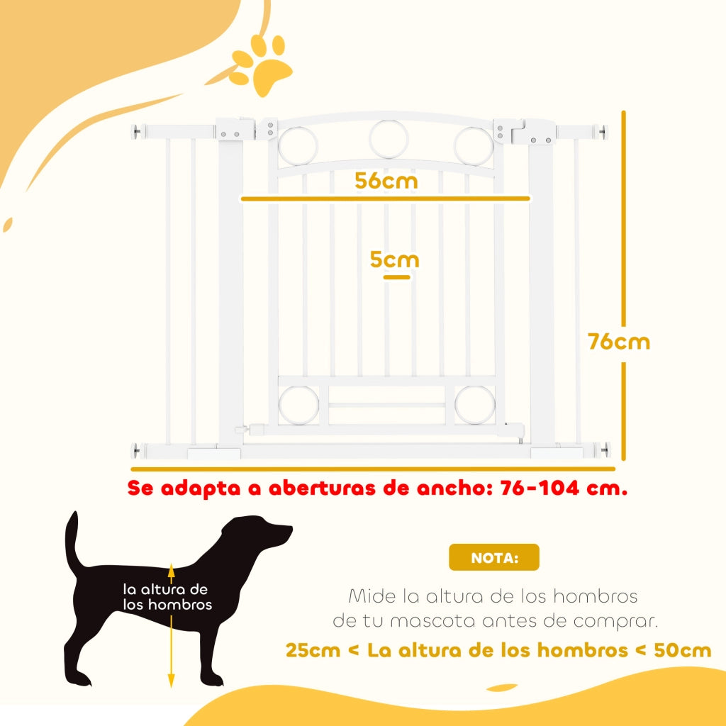 Barriera per Cani Porta con Larghezza Regolabile 76-104 cm ¨C zephmum ¨C Bianco