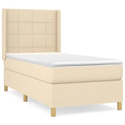 Letto singolo | Letto per adulti | Giroletto a Molle con Materasso Crema 80x200 cm inTessuto