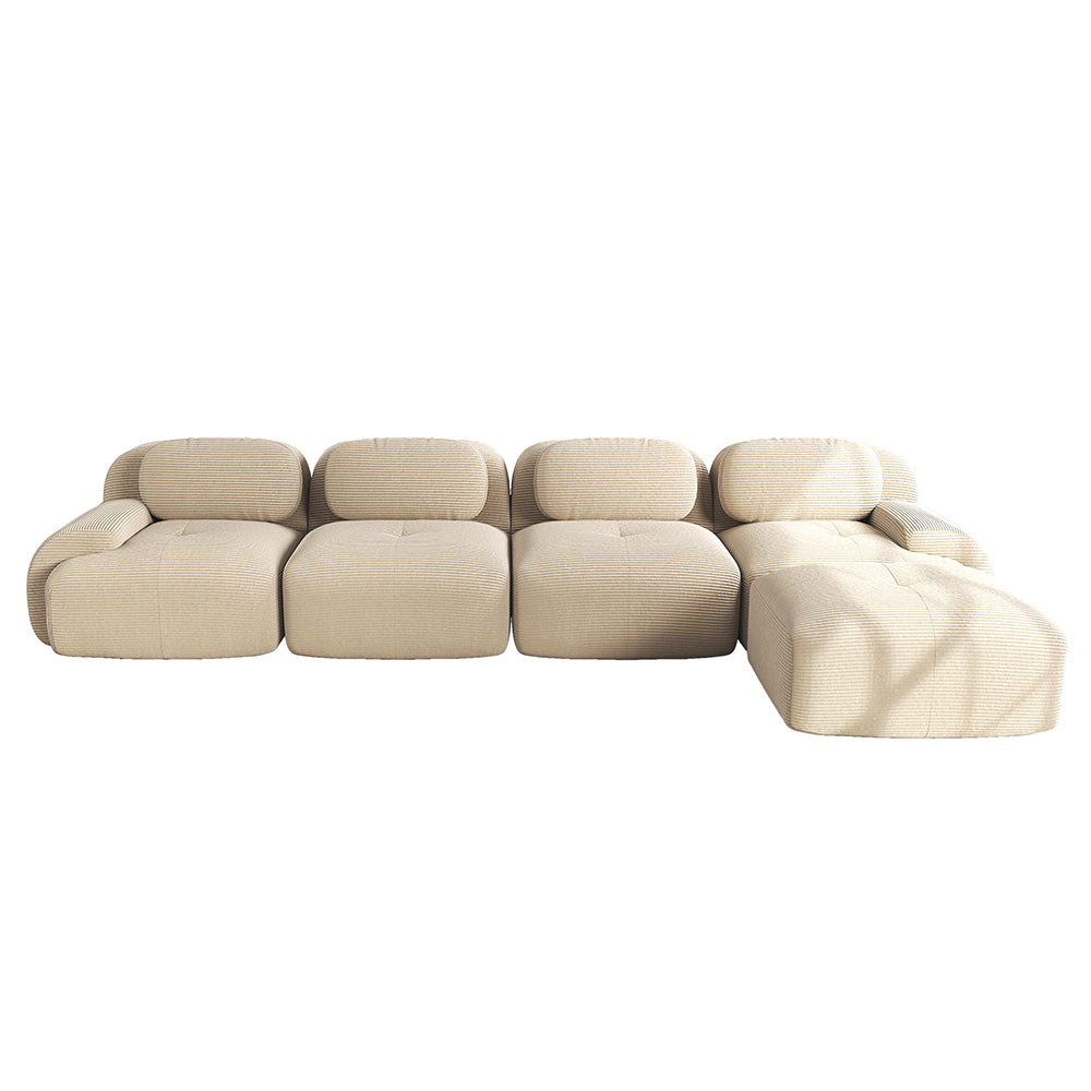 Divano angolare 4 posti - Xylo - Con chaise longue, braccioli XL, 32D, modulabile, beige