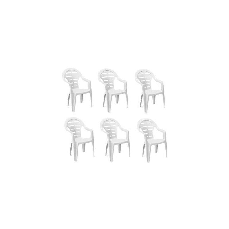 SET 6 SEDIE DA GIARDINO MOYO IN POLIPROPILENE COLORE BIANCO 54 X 56 X 81 CM